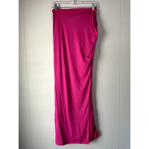 Area Stars Nikki Ruched Slit Maxi Fuchsia Skirt Size L - Picture 4 of 6